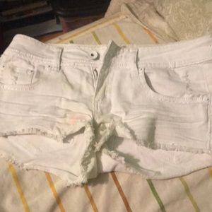 White jean shorts